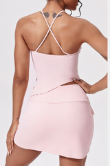 Women's Summer  Asymmetric Tank And Skirt Tennis Sets