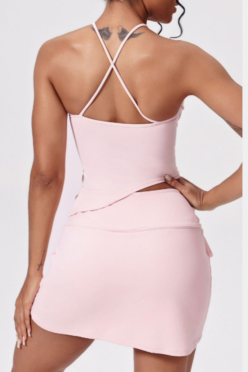 Women's Summer  Asymmetric Tank And Skirt Tennis Sets