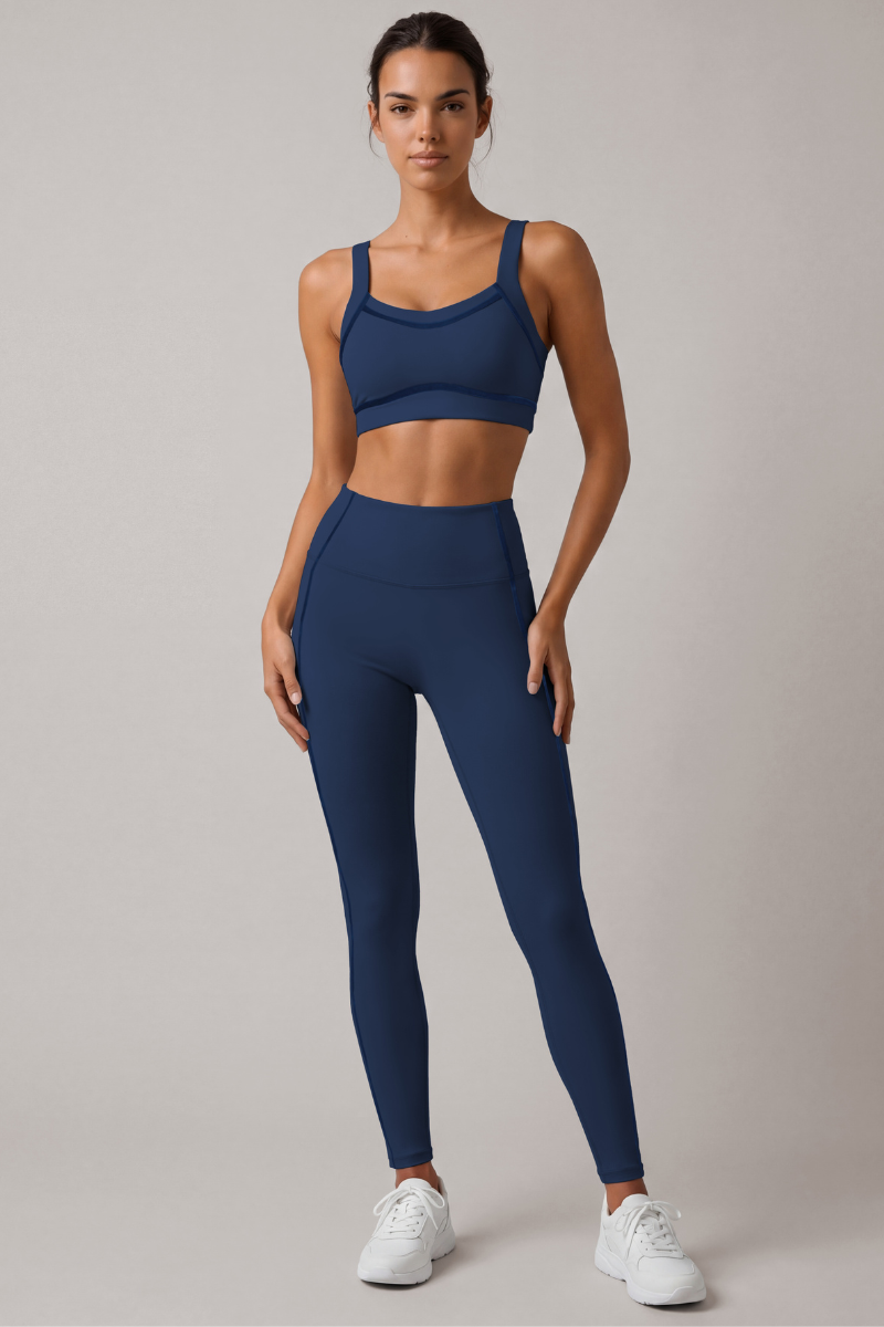 Women's Yoga Sets: Wide Straps Bra And High Waist Leggings