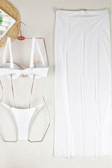 Women's Solid 3-Piece Bikini - Strappy Sexy Triangle Set