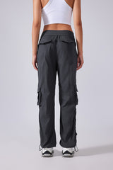 Women Lightweight Quick Dry Multi-Pocket Outdoor Running Sports Fitness Workwear Wide Leg Casual Pants