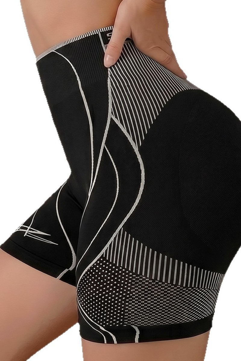 Women's Seamless Color-block Pleated Buttocks Lift Shorts