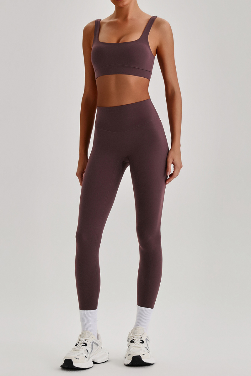 Women's Wide Strap U-neck Bra & High Waist Yoga Leggings Set