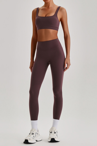 Women's Wide Strap U-neck Bra & High Waist Yoga Leggings Set