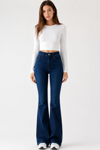 Women's High Waist Stretch Slim Flare Jeans