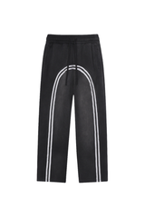 Unisex Fall Washed Fleece Contrast Loose Fit Sweatpants