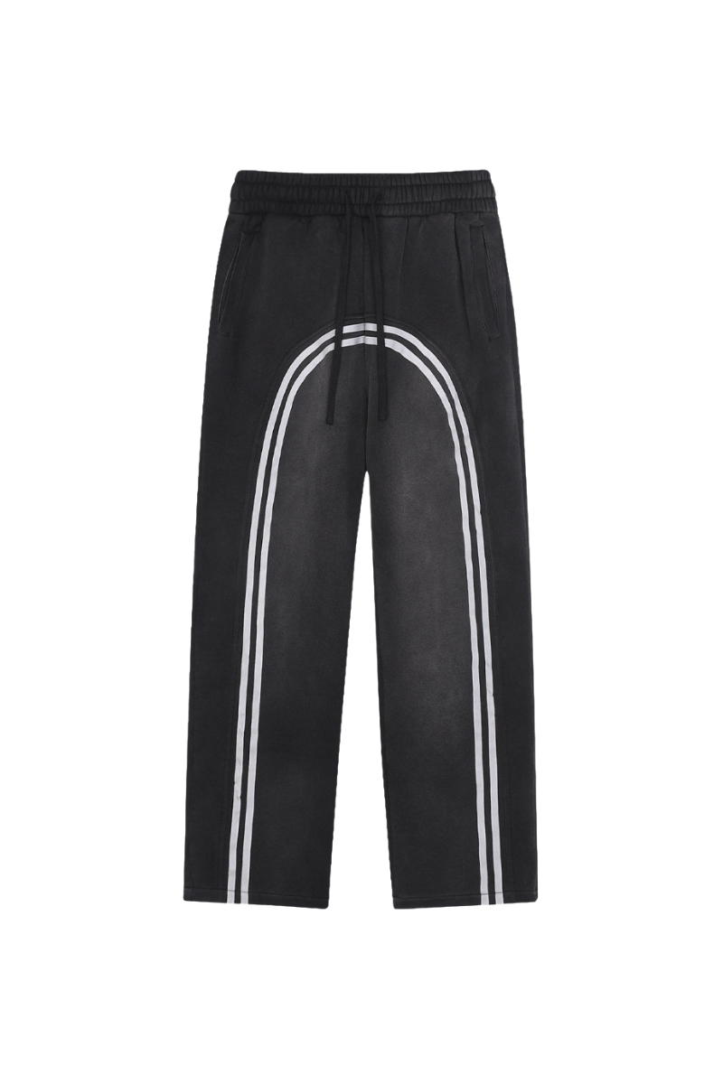 Unisex Fall Washed Fleece Contrast Loose Fit Sweatpants