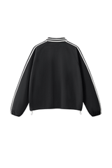 Unisex Preppy Fall 100% Cotton Side Striped Trim Sweatshirt
