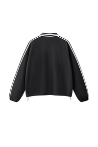 Unisex Preppy Fall 100% Cotton Side Striped Trim Sweatshirt