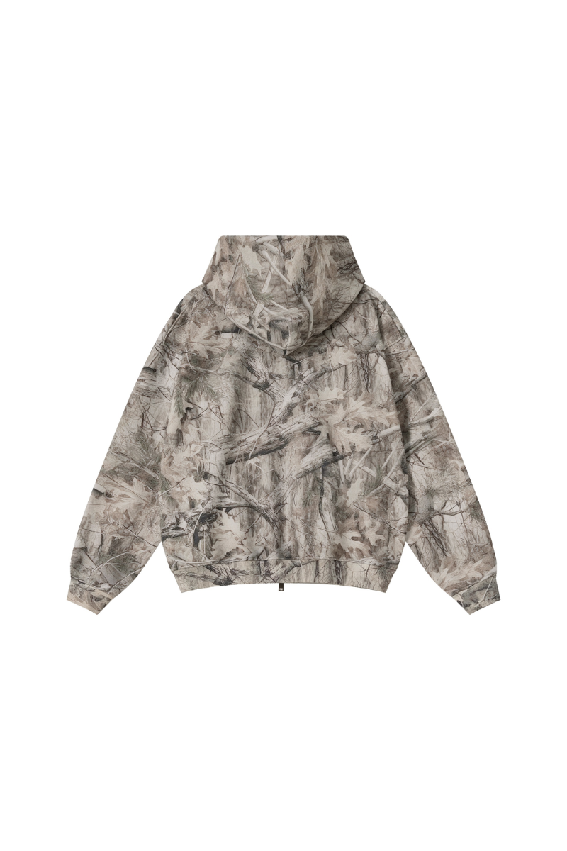 Men's Winter Camo Zip Up Fleece-Lined Hooded Jacket