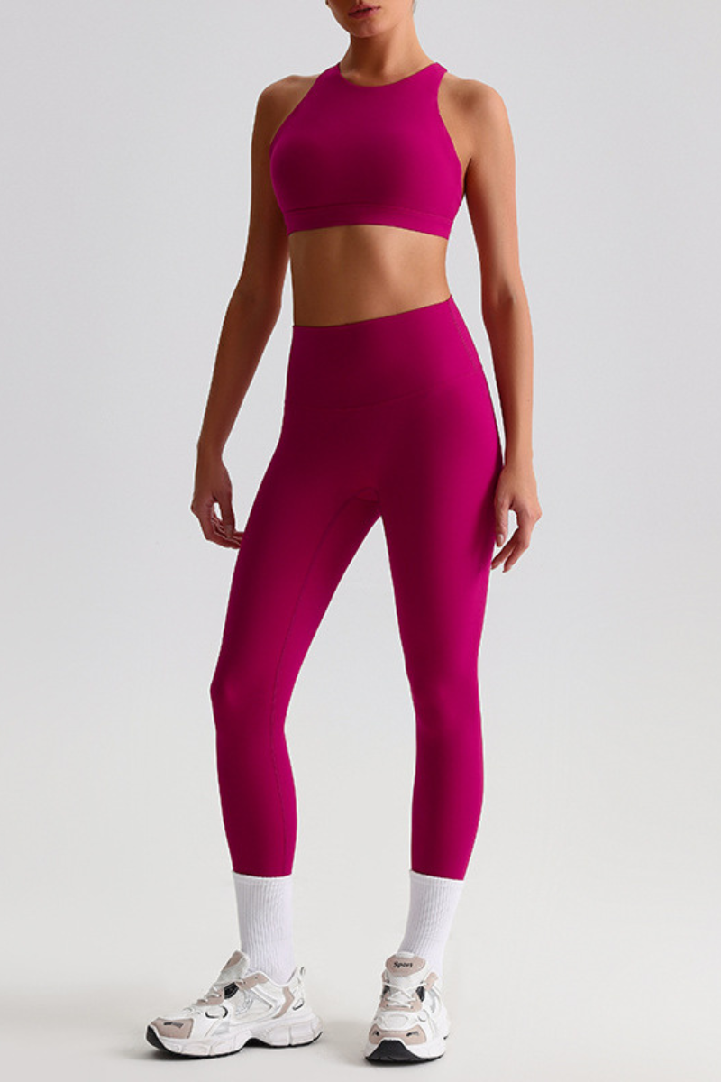 Women's Brushed Mock Neck Bra & Yoga Leggings 2-Piece Set