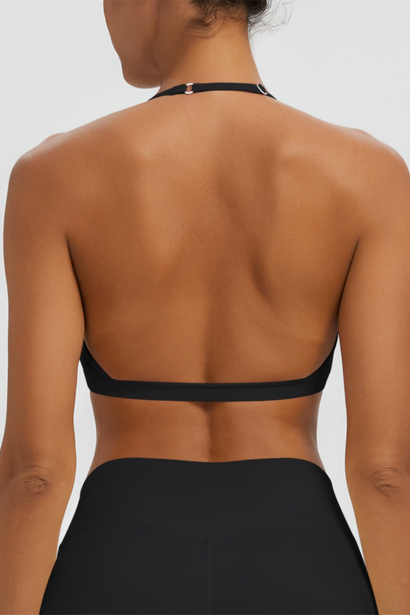 Women's Naked Feel Padded Halter V Neck Sports Bra