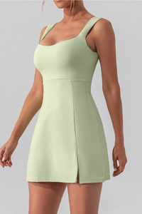 Women's Side Slit Padded A-Line Athletic Tennis Mini Dress