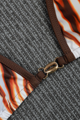 Women's Flame Gradient Metal Ring Halter Triangle Bikini Set