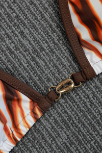 Women's Flame Gradient Metal Ring Halter Triangle Bikini Set