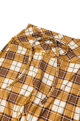 Women's Plaid Print Drawstring Flared Athletic Pants