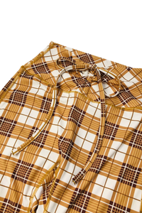 Women's Plaid Print Drawstring Flared Athletic Pants