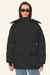 Women's Waist-Cinched Hooded Cotton Jacket