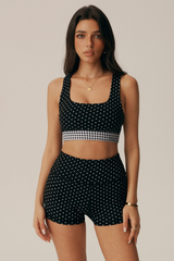 Women's Vintage Polka Dot Bra and High Waist Shorts Yoga Set