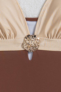 Women's Color Block Deep V Metal High Waist One Piece