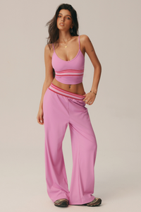 Women's Yoga Set:Striped Cami Top & Draped Casual Pants