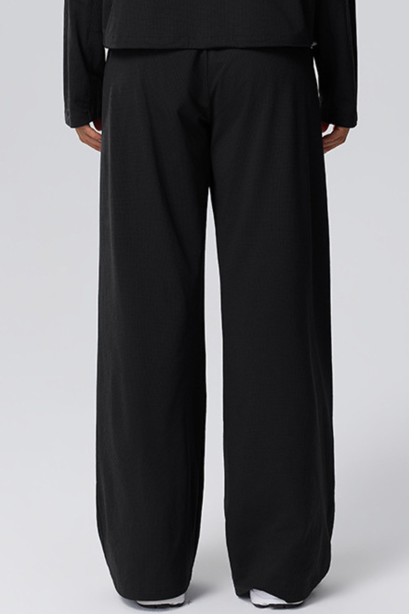Women Fall Quick Dry lastic Waist Drawstring Wide-Leg Pants