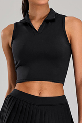 Women's Athletic V-neck Reverse-collared Fitness Tank Top