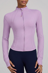 Women's Winter Fleece Lined Stand Collar Zip Yoga Jacket