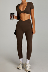 Women's Set:Twist-Front Tank TopTank Top And High Waist Leggings