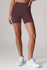 Women's Stripe Contrast High Waist No Front Seam Shorts
