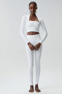 Women's Petal Long Sleeve Top And Leggings Two-Piece Set