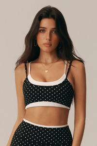 Women's Athletic Polka Dot Fake Two-Piece Yoga Bra