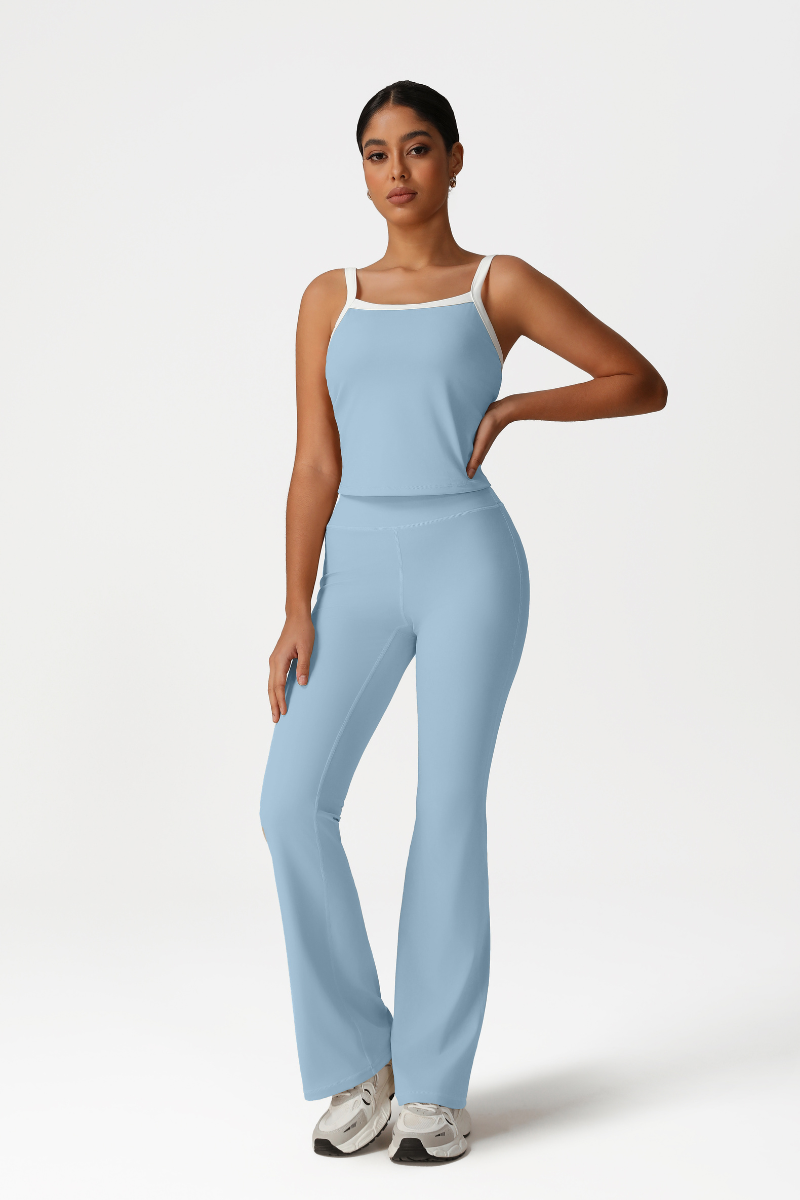 Women High-Waisted Bootcut Butt-Lifting Yoga Set: Vest + Flared Pants