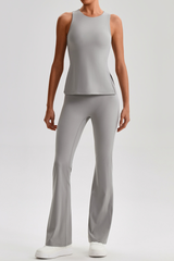 Women's Brushed Tank Top & Flared Yoga Pants 2PCS Set