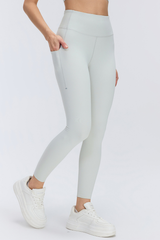 Women's Wide Waist Side Pocket 9/10 Length Leggings