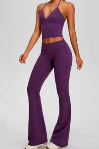 Women's Sets:Halter Tank Top And Pleated Flare Pants