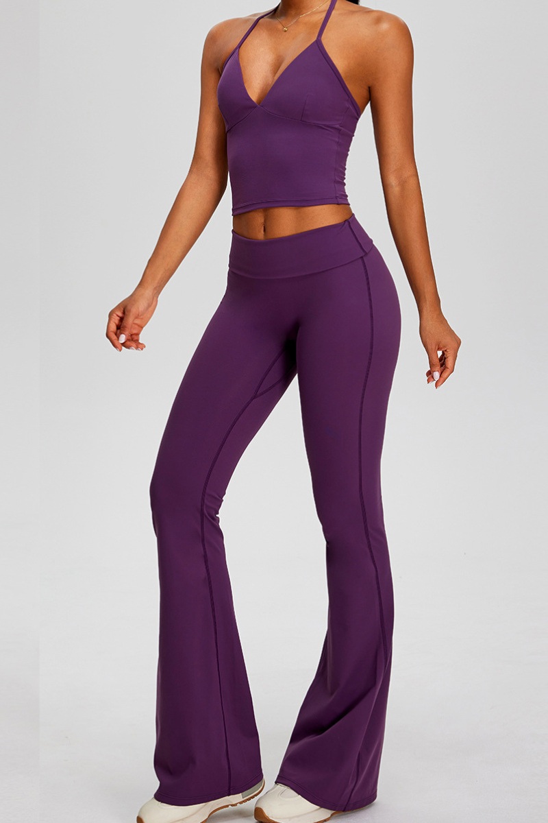 Women's Sets:Halter Tank Top And Pleated Flare Pants