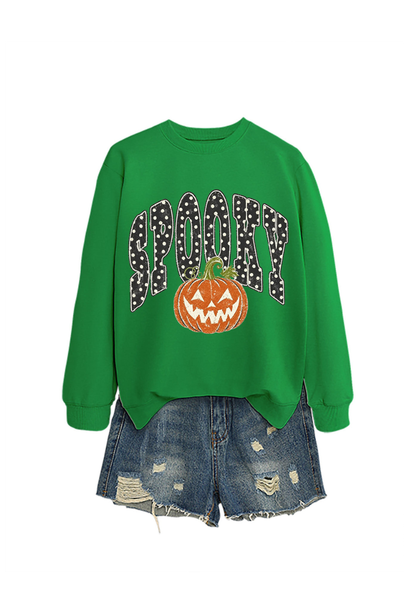 Women's Fall Pumpkin Polka Dot Halloween Multi‑Color Pullover