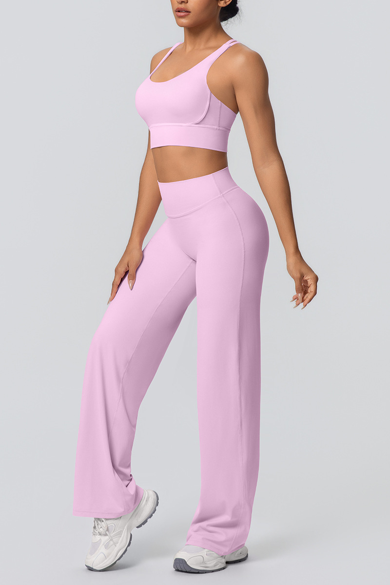 Women's Set:U-neck Sexy Crisscrossed  Bra And Wide Leg Pants