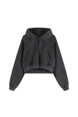 Women's Washed Short Hooded Sweatshirt