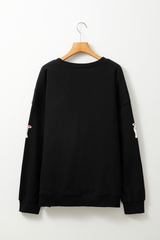 Women's Halloween Ghost Sequin Crew Neck Sweatshirt