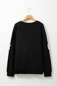 Women's Halloween Ghost Sequin Crew Neck Sweatshirt