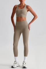 Women's Bare Feel  Cross Back Bra & High Waist Leggings Set