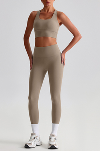 Women's Bare Feel  Cross Back Bra & High Waist Leggings Set