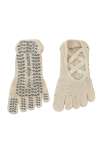 Women's Rainbow Yarn Strappy Yoga Grip Five-Toe Socks