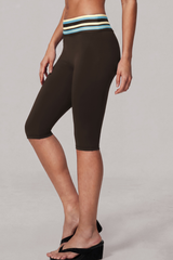 Women's Low-Rise Fold-Over Color-Block Striped Capri Legging