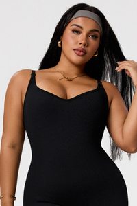 Plus Size Women's Low-Back Strap V-neck Sports Jumpsuit