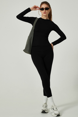 Women's Long Sleeve Shirt And Yoga Leggings Two-Piece Set