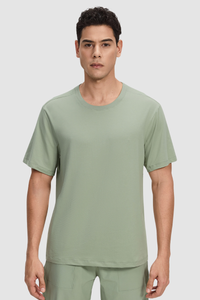 Men's Summer Basic Loose Round-Neck Breathable Solid Tee