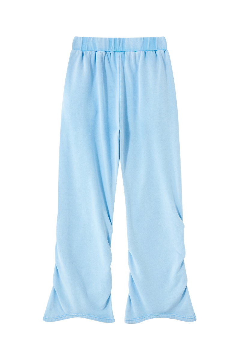 Women's Fall Washed Distressed Ruched Flare Sweatpants